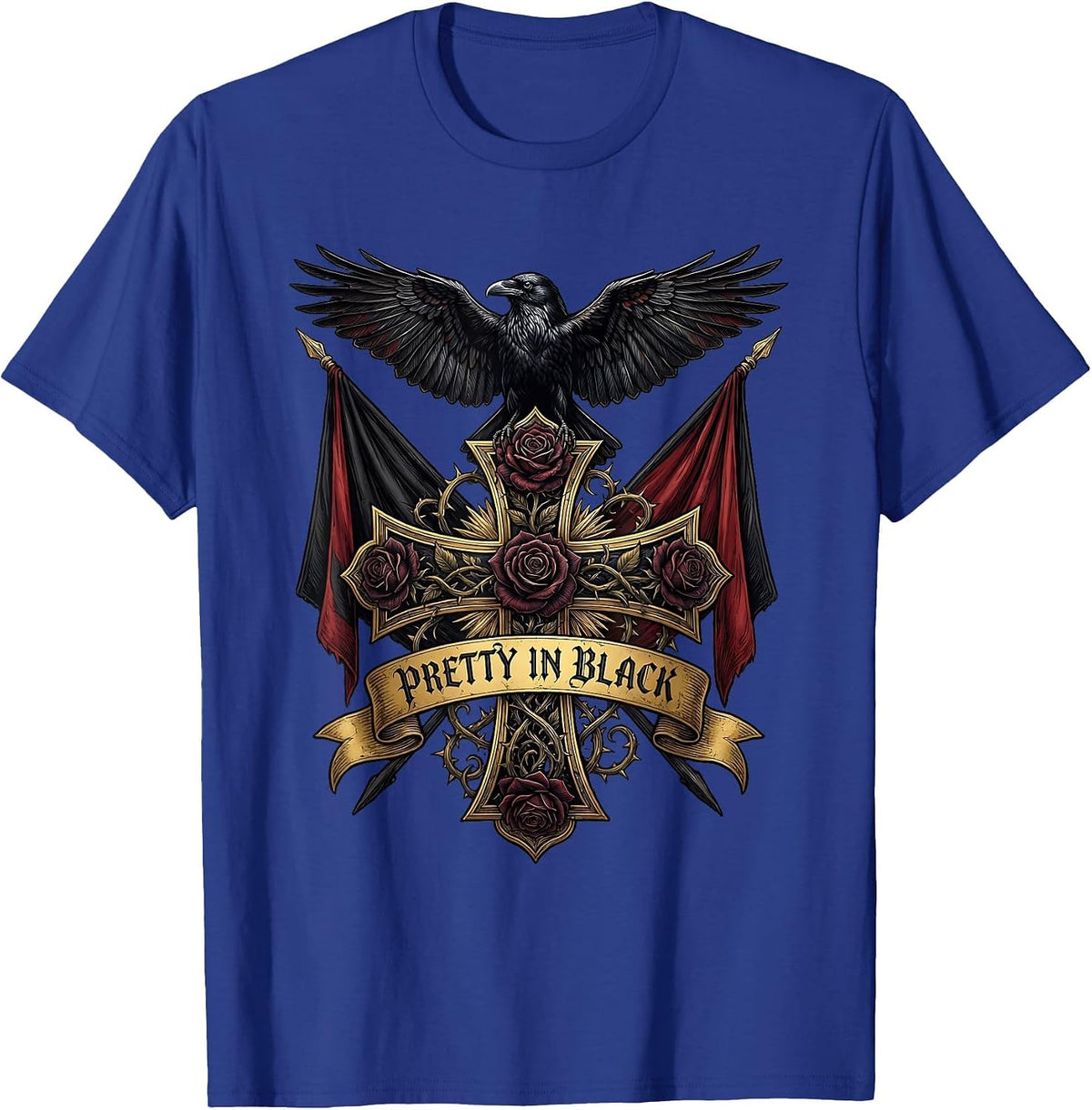 Pretty in Black Goth Aesthetic Women's Design T-Shirt - Royal Blue