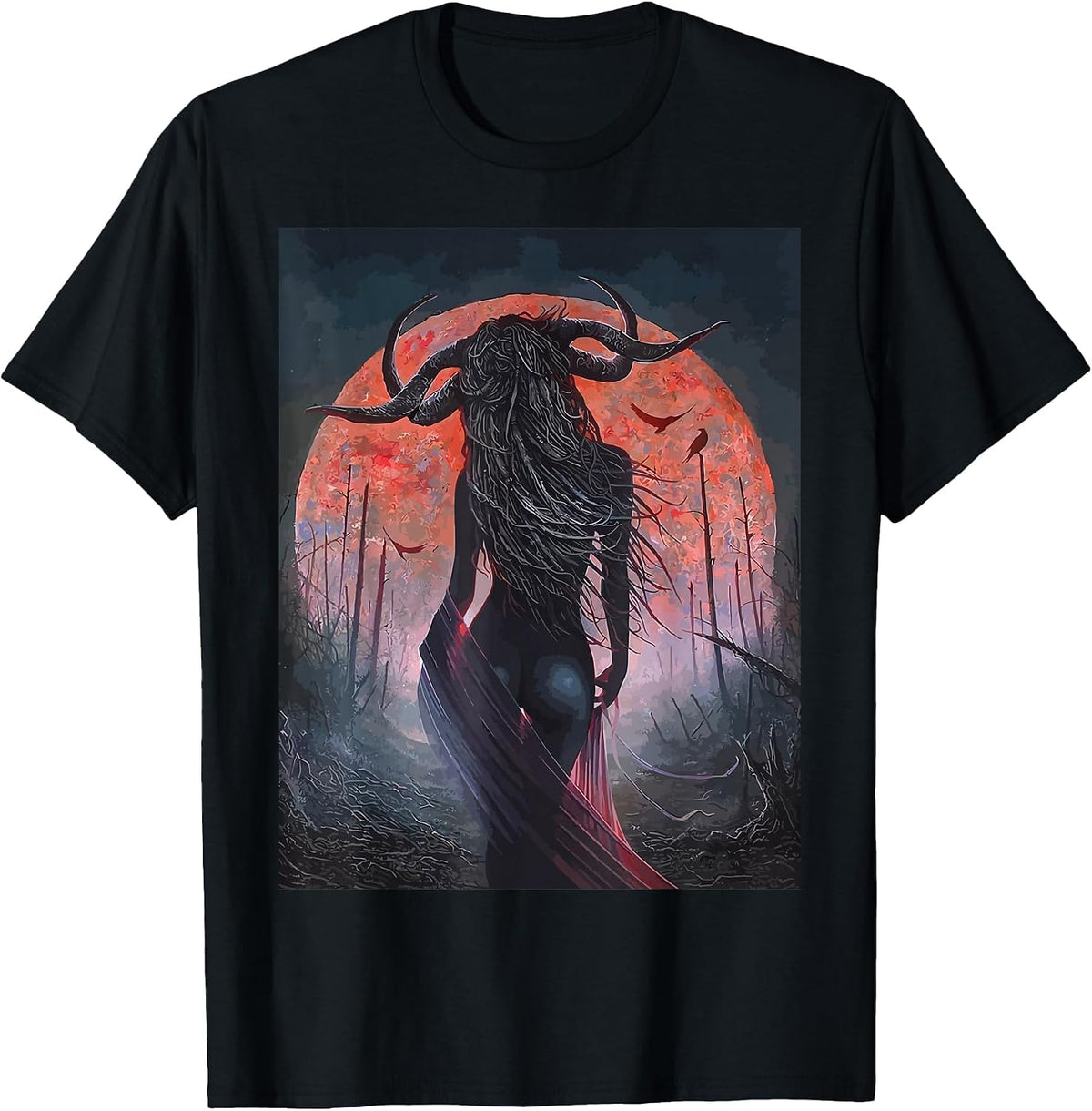 Horror Art Goth Girl Succubus Psychobilly Punk Gothic T-Shirt - Black