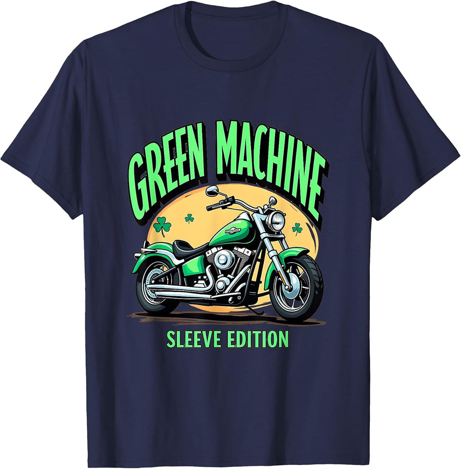 Green Machine Sleeve Edition St Patricks Design T-Shirt - Navy Blue
