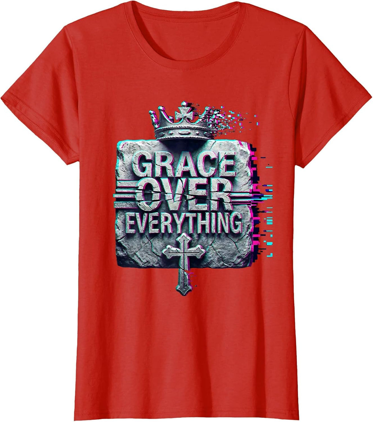 Women's Grace Over Everything Faith Over Fear Design T-Shirt - Red