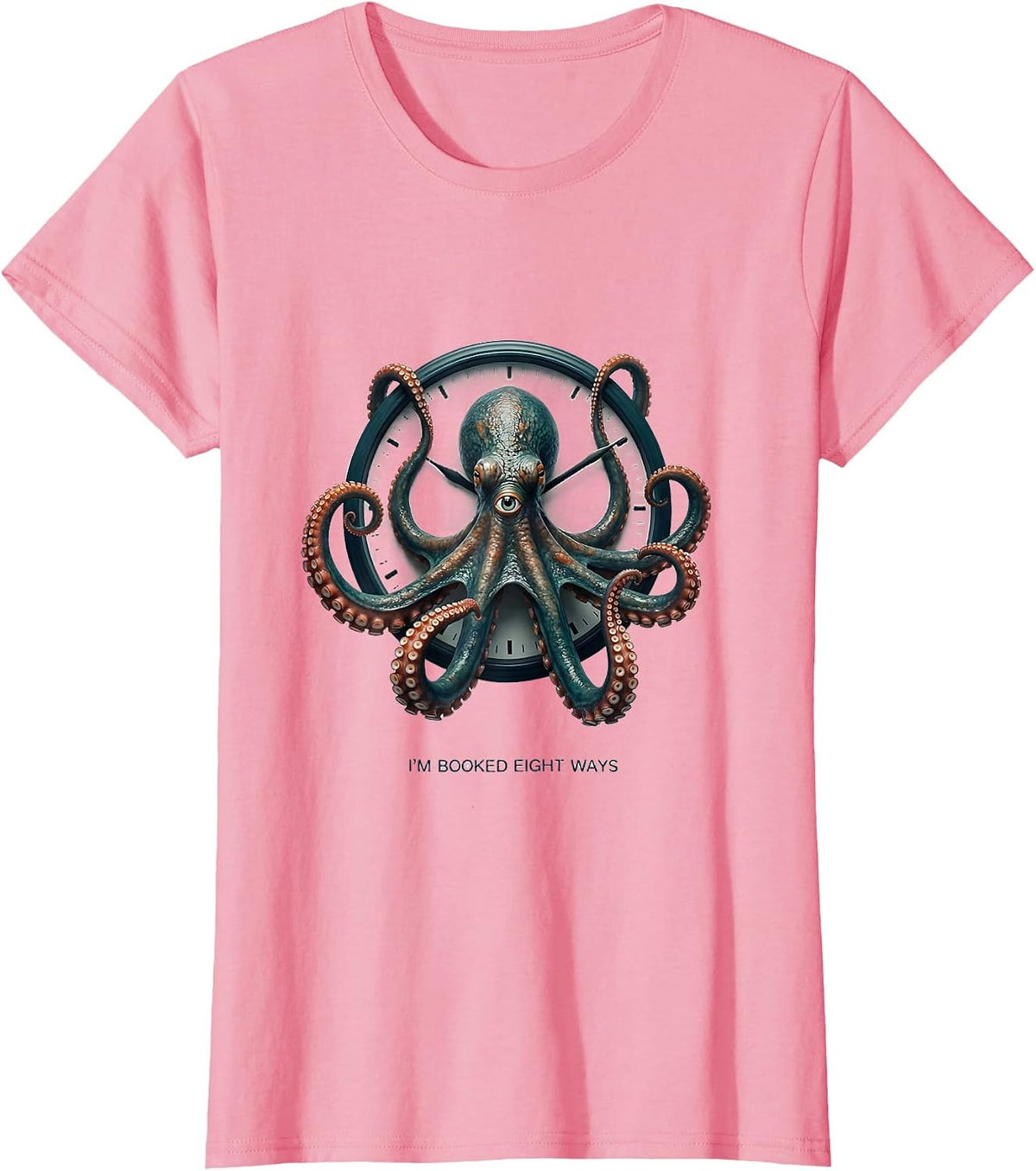 Women's I'm Booked Eight Ways Vintage Octopus Marine Biology Fan T-Shirt - Pink