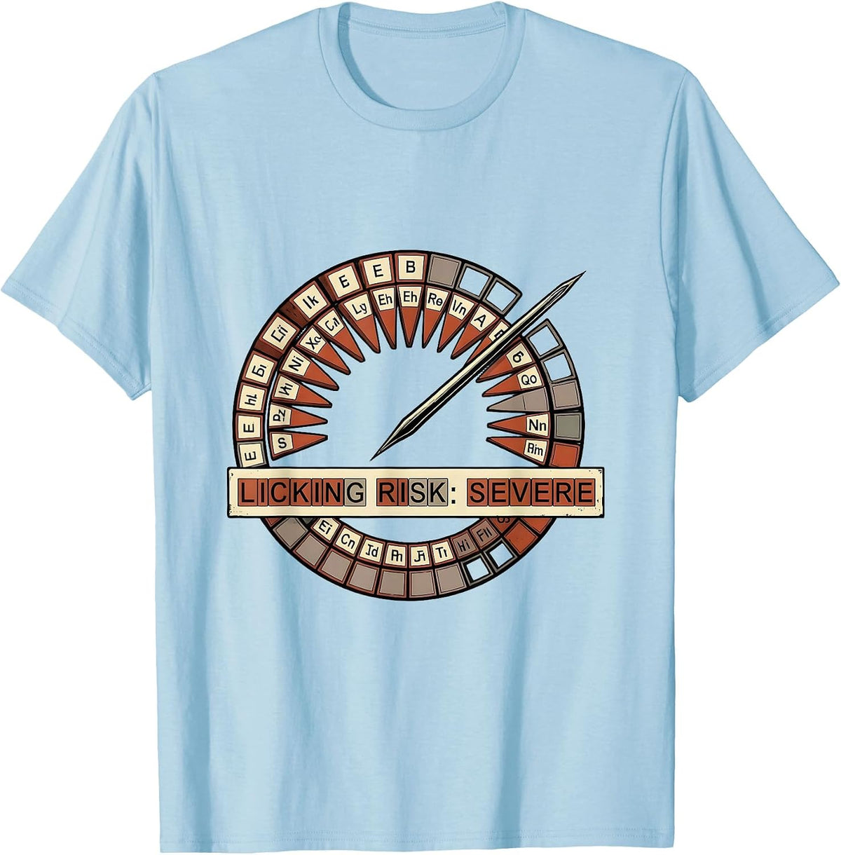 Men's Licking Risk: Severe Funny Periodic Table Science Teacher T-Shirt - Baby Blue