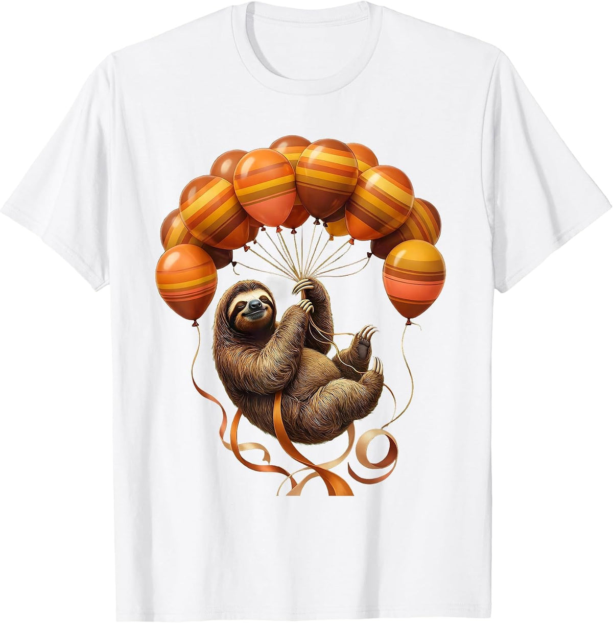 Men's Sloth Birthday Balloon Bouquet Graphic Tee T-Shirt - White