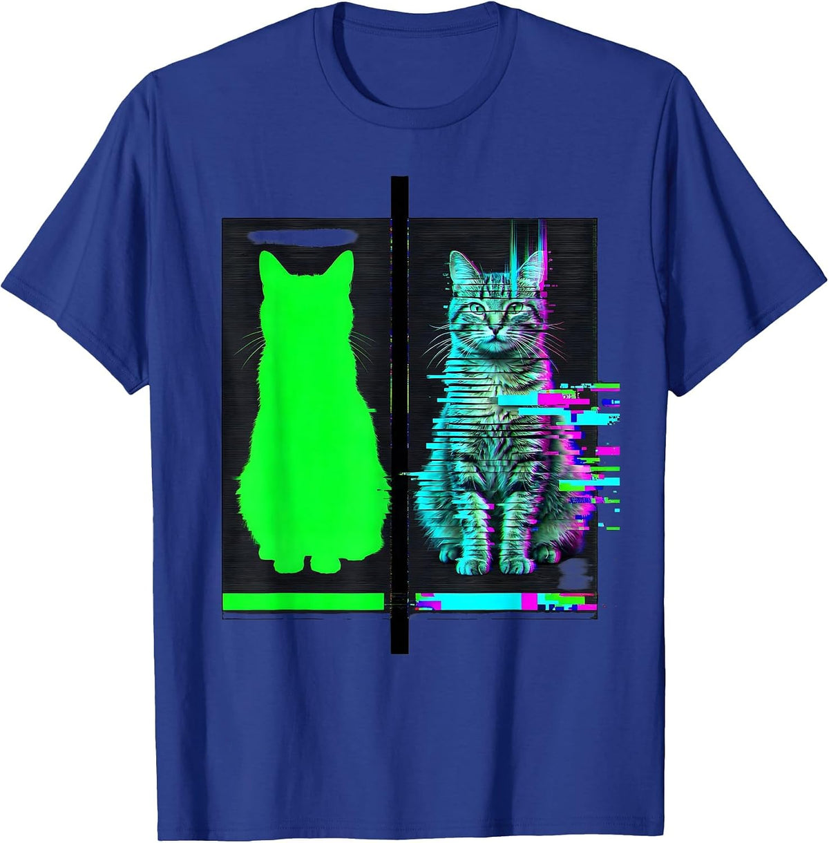 Men's Schrodingers Cat Glitch Humor Physics Nerd T-Shirt - Royal Blue