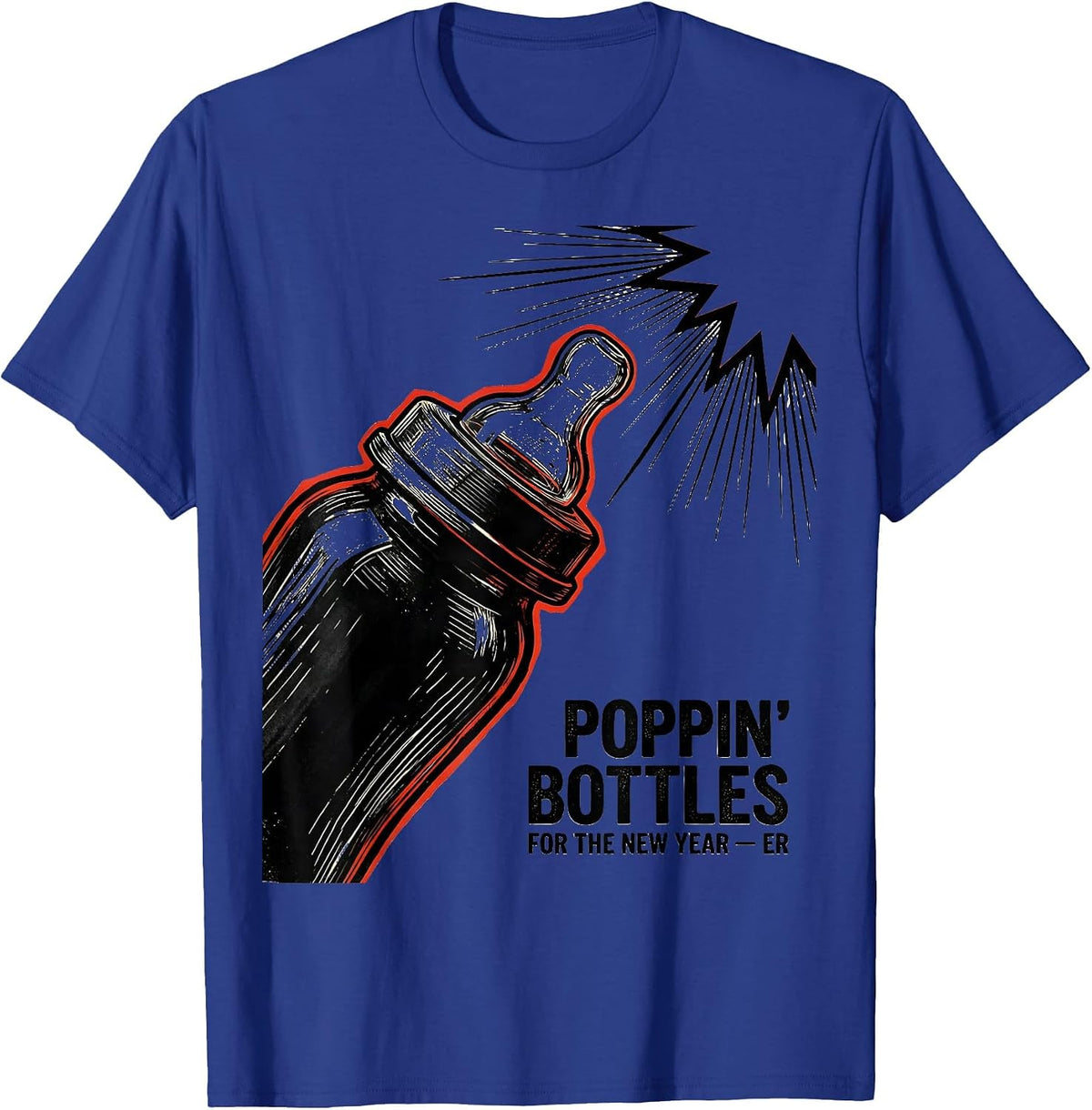 Poppin Bottles For The New Year ER Nurse New Year Eve T-Shirt - Royal Blue