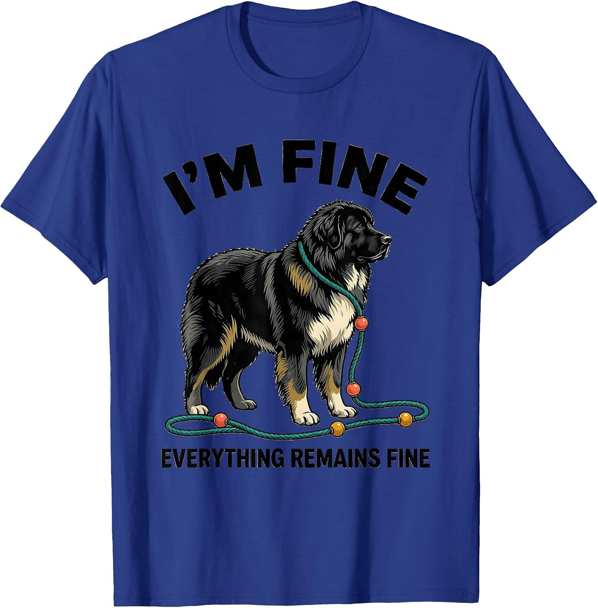 Men's I'm Fine Everything Remains Fine Great Pyrenees Christmas T-Shirt - Royal Blue
