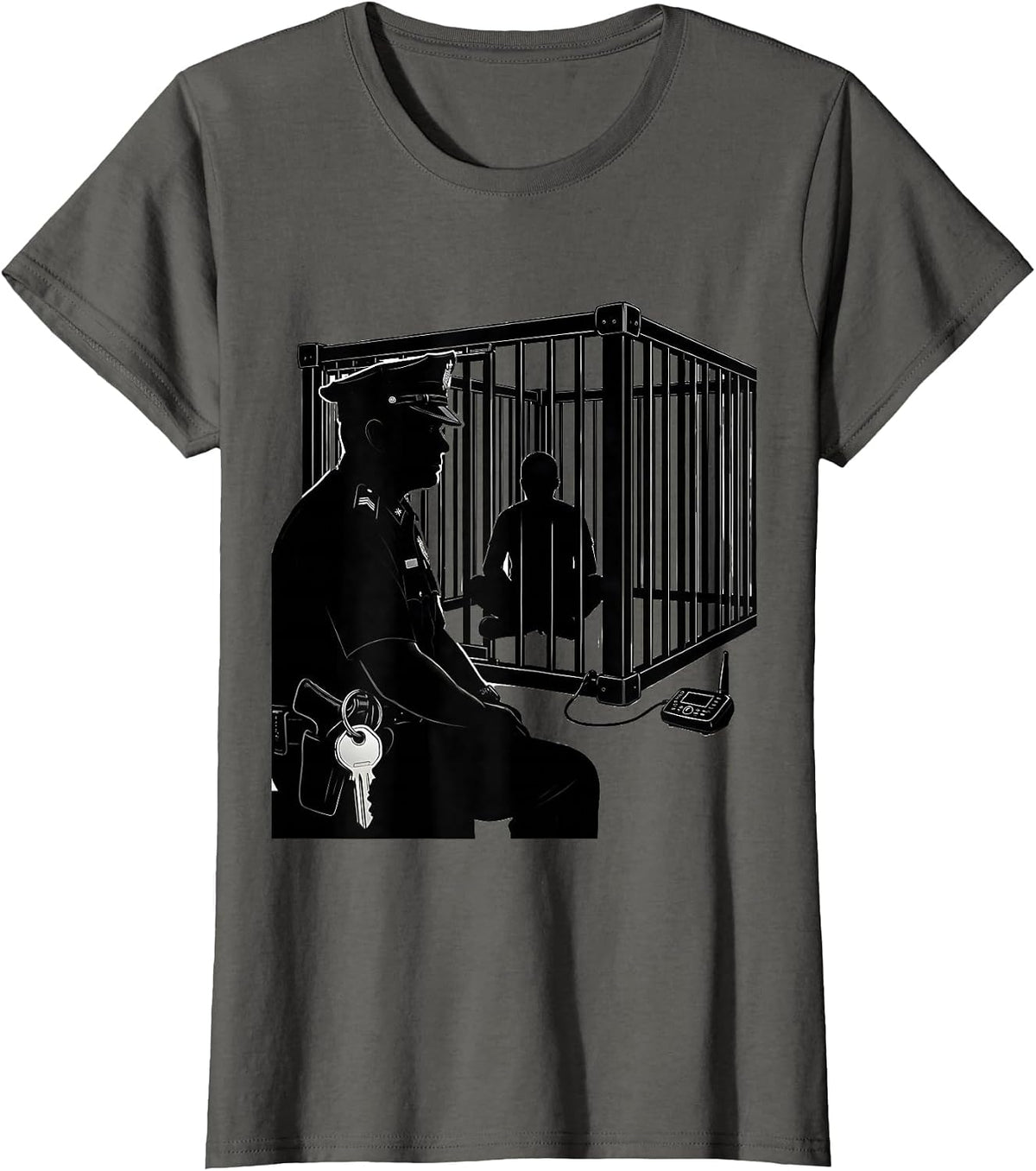 Women's Correction Officer Silhouette Gift For Cops And Law T-Shirt - Asphalt Grey