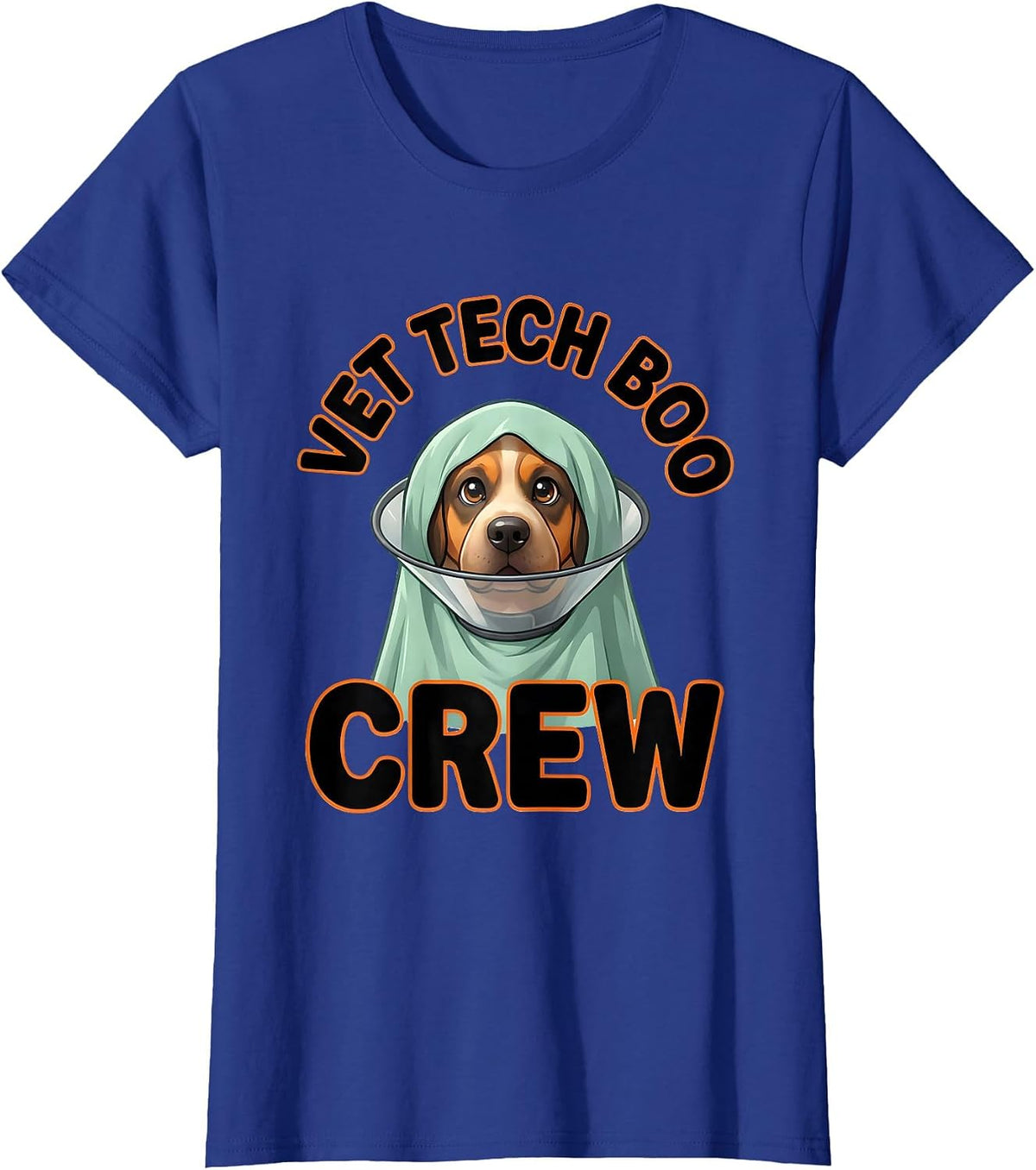 Women's Vet Tech Boo Crew Cute Kawaii Halloween Vet Tech Humor T-Shirt - Royal Blue