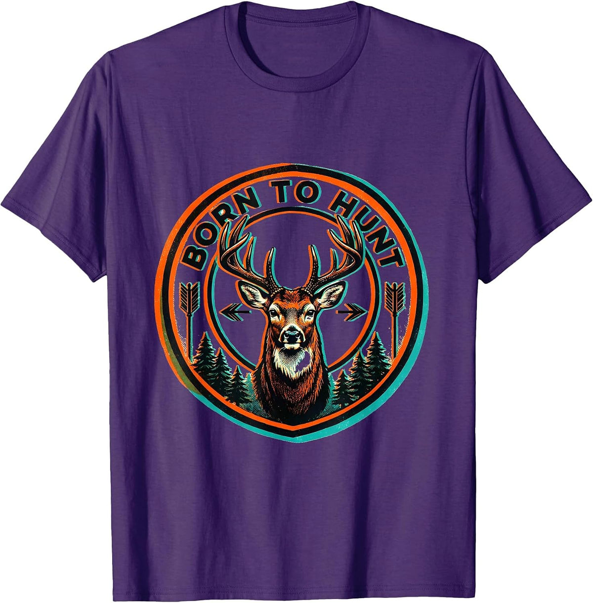 Men's Born to Hunt Hunting Enthusiast Design T-Shirt - Purple