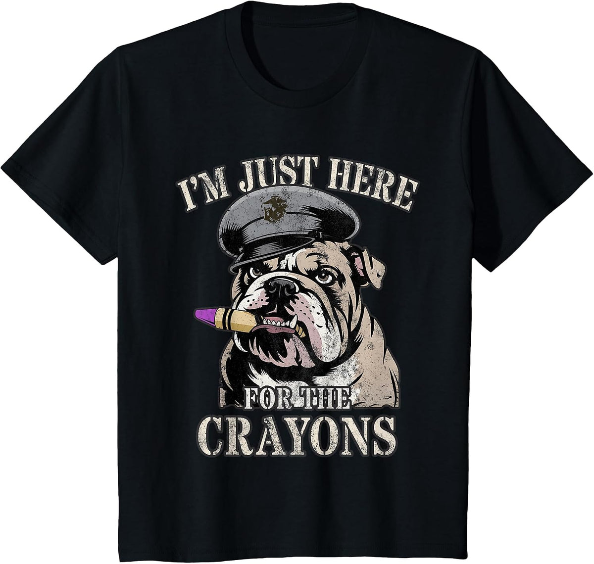 Sarcastic I'm JUST HERE for Crayons Eater Corps Jarhead Crew T-Shirt - Black