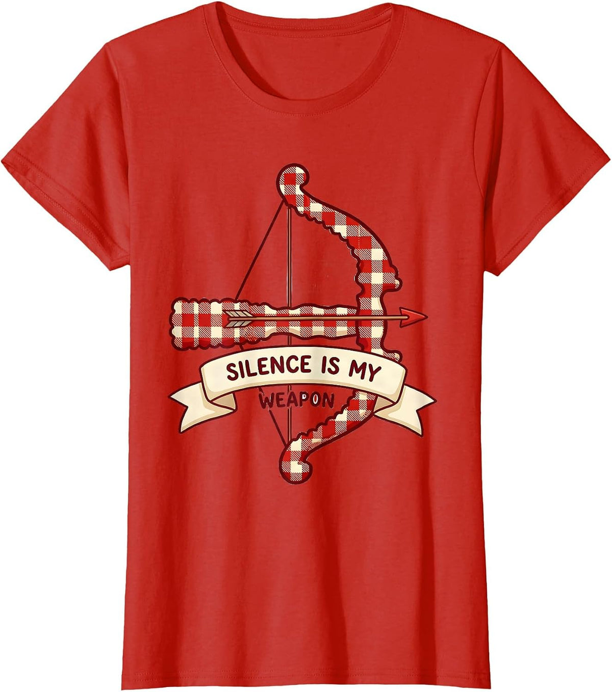 Silence Is My Weapon Bold Statement Design T-Shirt - Red