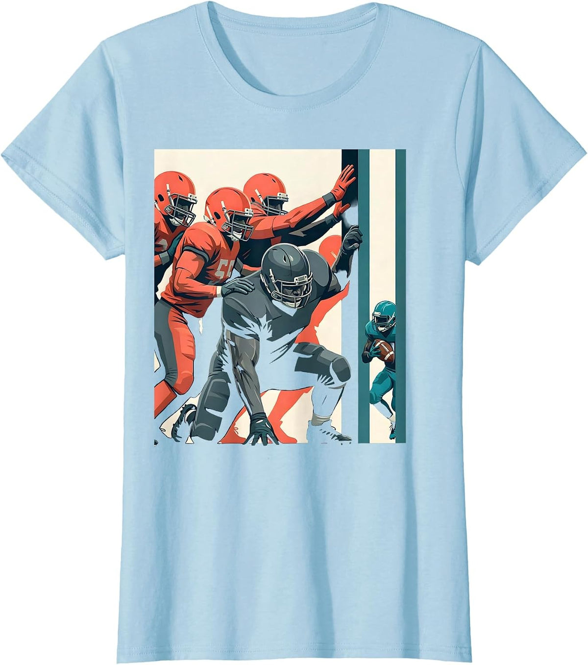 Women's Offensive Lineman Running Lane Football Fan Humor T-Shirt - Baby Blue