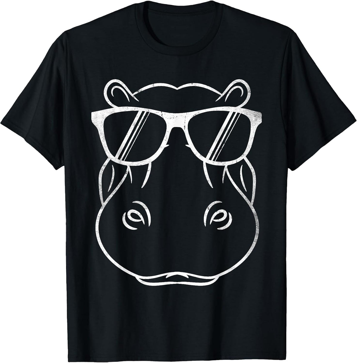 Funny Hippo Design Hippo with Sunglasses Cool Hipp T-Shirt - Black