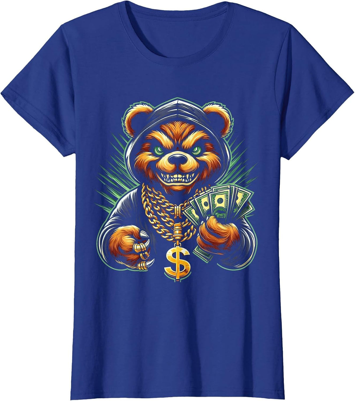 Money Calling Hip Hop Bear Teddy Tee Gangster Rap Swag Dope T-Shirt - Royal Blue