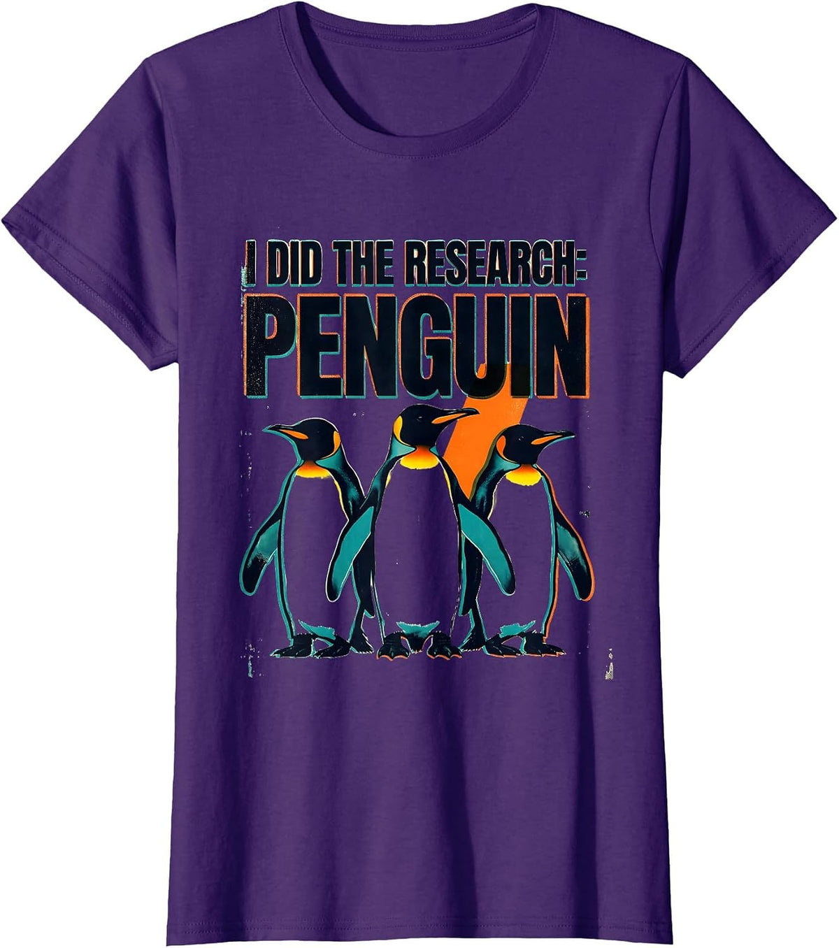 Women's I Did The Research: Penguin Funny Penguin Lover Gift T-Shirt - Purple