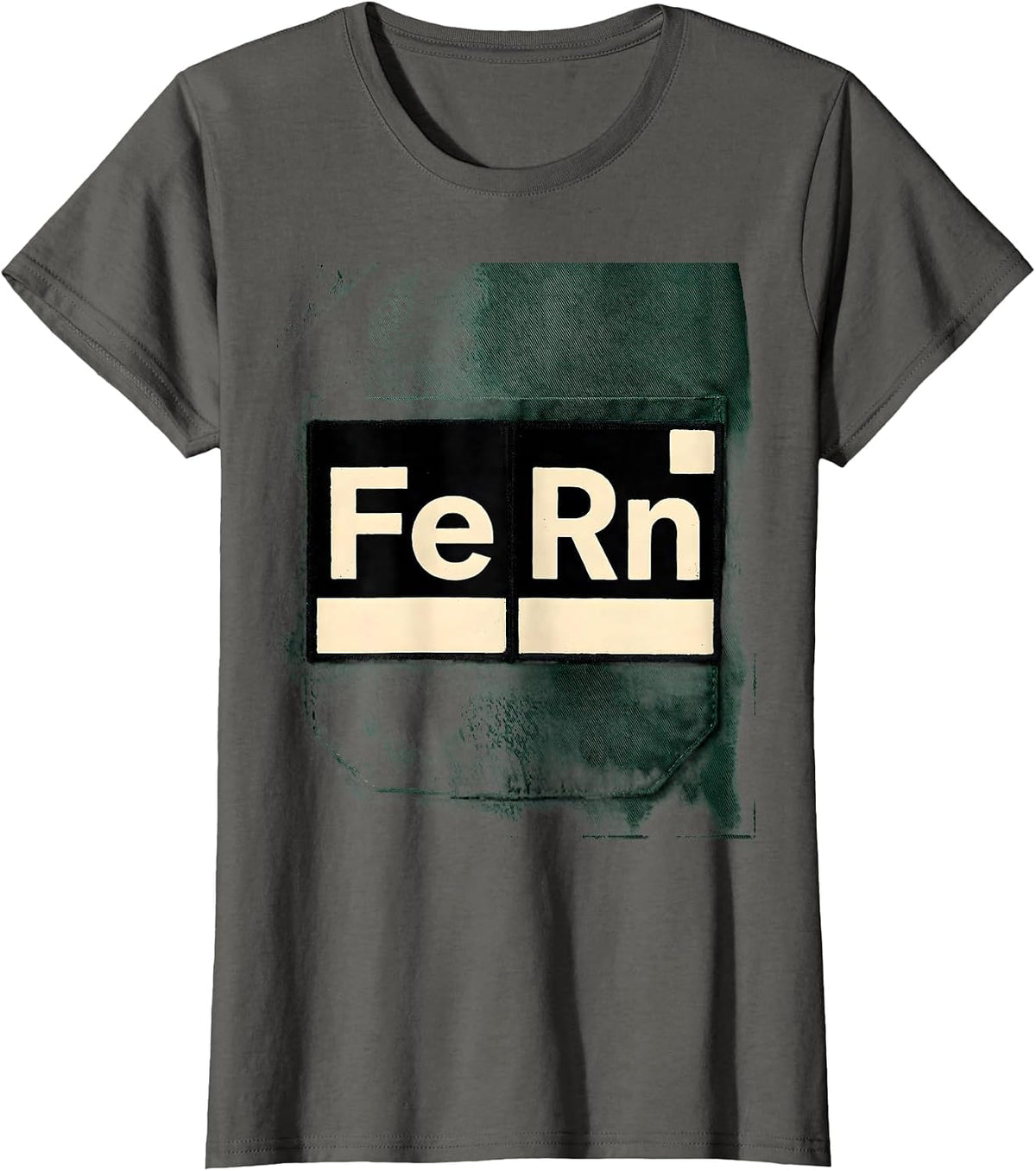 Women's FeRn Funny Chemistry Lab Coat Pocket Patch Science Humor T-Shirt - Asphalt Grey
