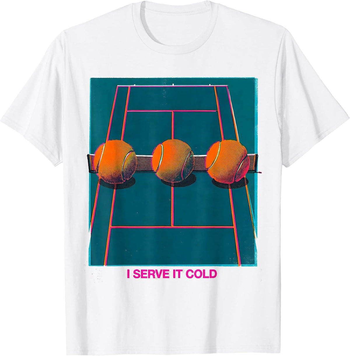 Men's I Serve It Cold Funny Tennis Player Gift for Grandpa Dad Mom T-Shirt - White