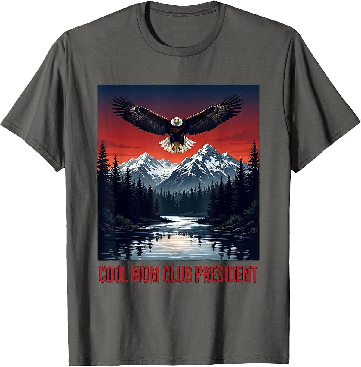 Cool Mom Club President Graphic Design T-Shirt - Asphalt Grey