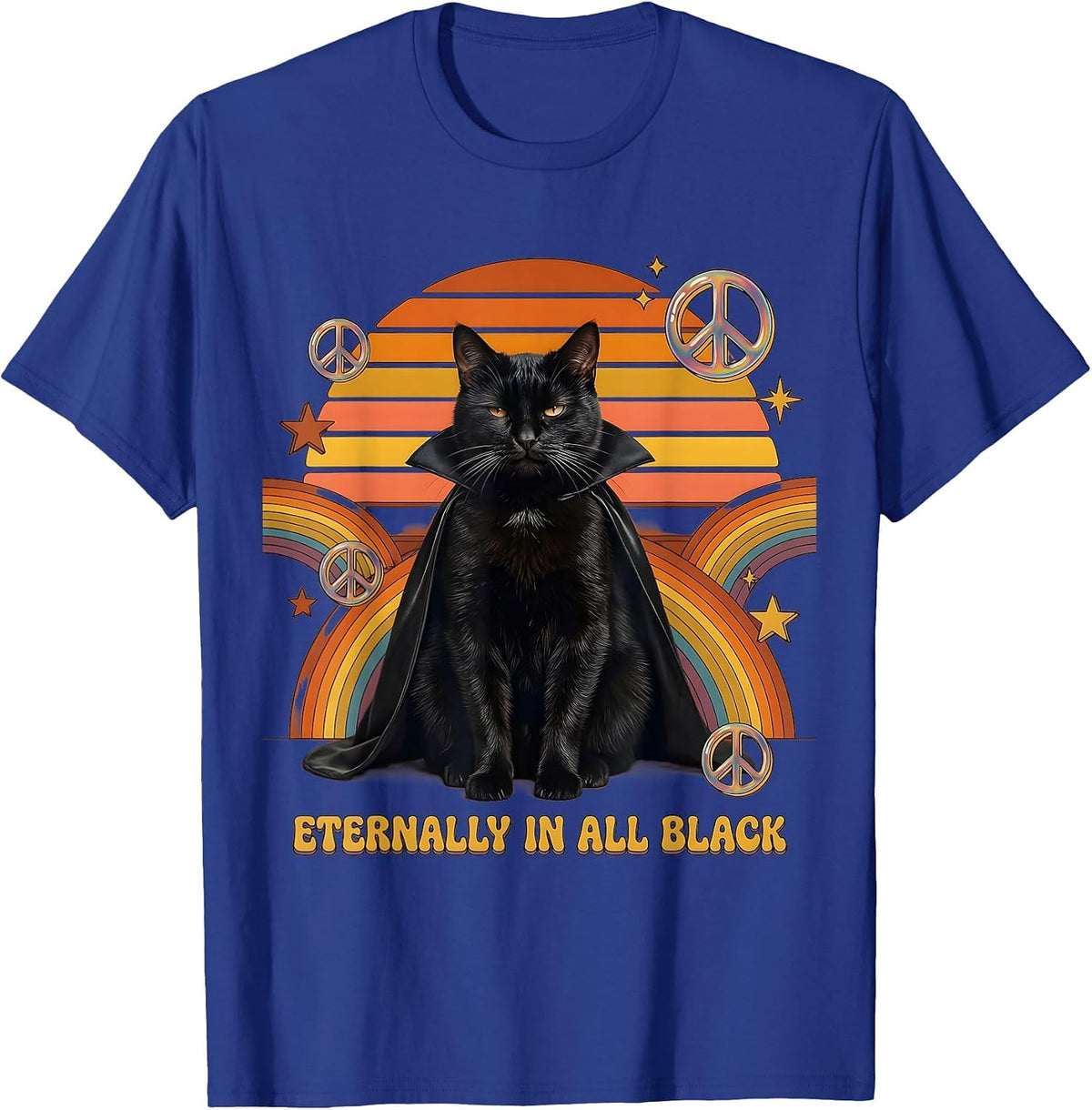 Eternally In All Black Goth Dark Aesthetic Design T-Shirt - Royal Blue