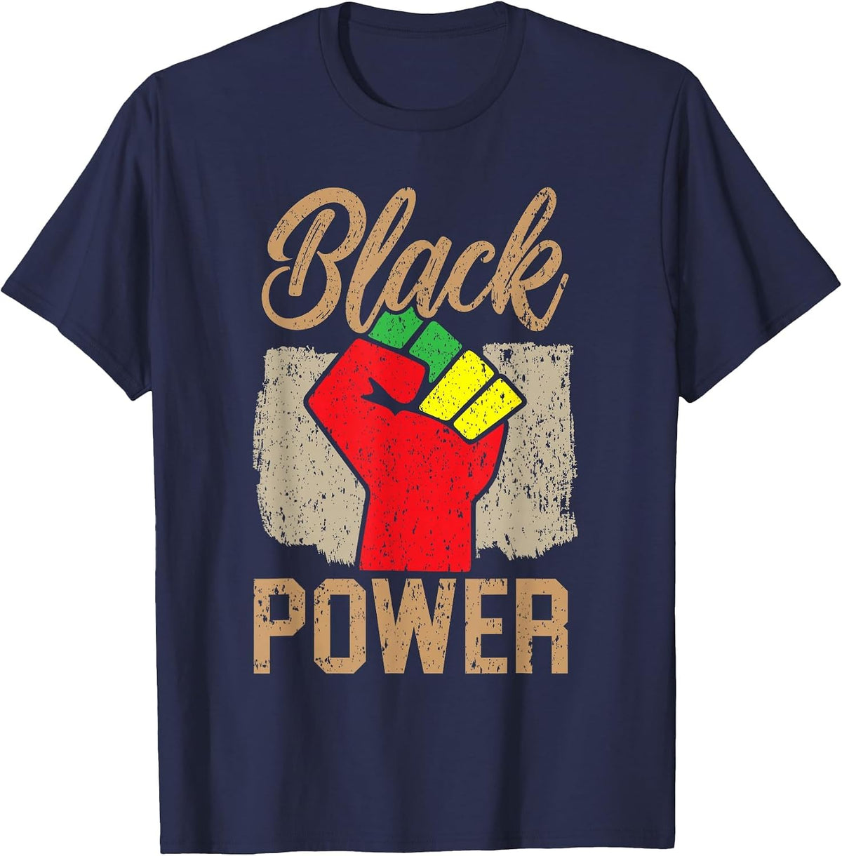 Black Power Black Pride Melanin African American T-Shirt - Navy Blue