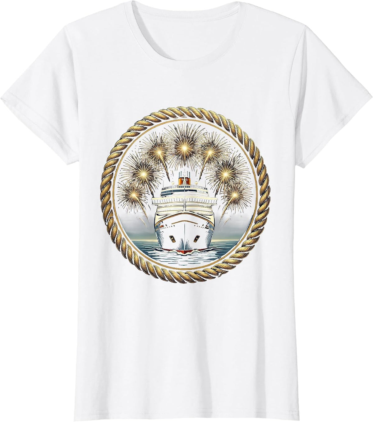 Family Cruise 2025 Fireworks Night Sky Design T-Shirt - White