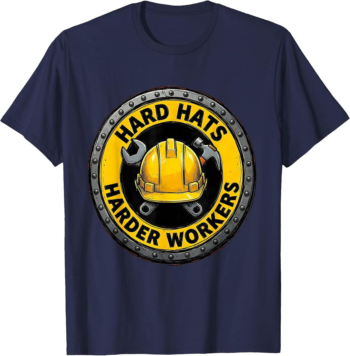 Men's Hard Hats Harder Workers Blue Collar Pride T-Shirt - Navy Blue