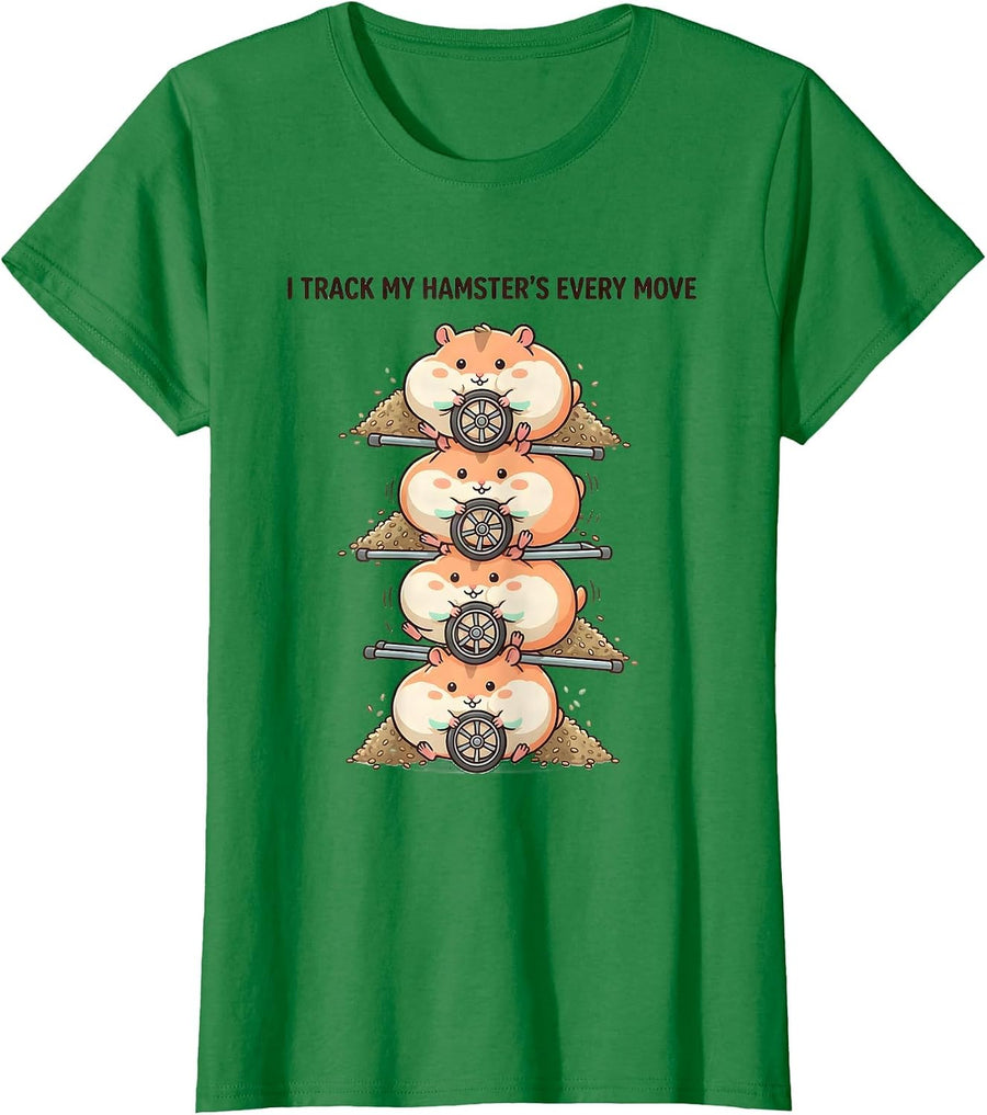 Women's I Track My Hamster's Every Move Cute Kawaii Hamster Lover T-Shirt - Kelly Green