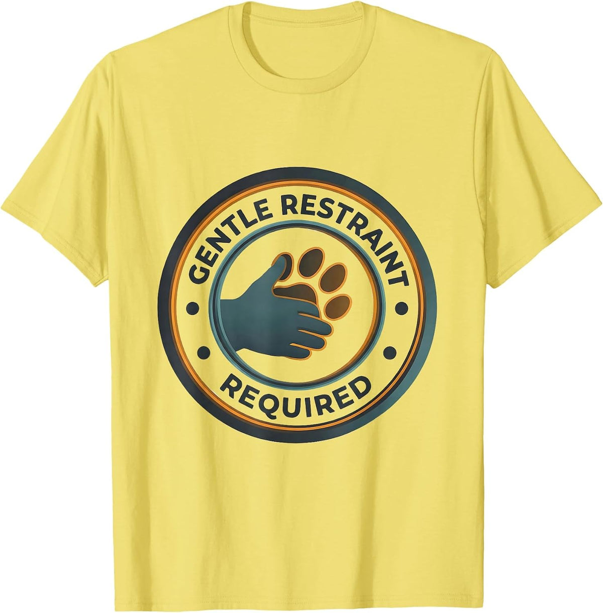 Men's GENTLE RESTRAINT REQUIRED Editorial Conceptual Vet Tech T-Shirt - Lemon Yellow