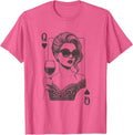 Queen of Hearts Playing Card Deck Women Vintage T-Shirt - Pink Heather