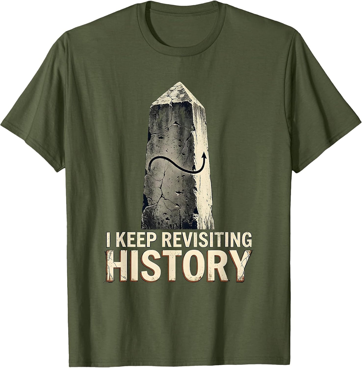 Men's I Keep Revisiting History Distressed Funny History Teacher T-Shirt - Olive Green