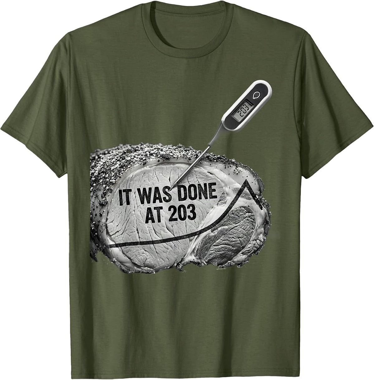 It Was Done At 203 Funny BBQ Grilling Pig Pulled Pork Humor T-Shirt - Olive Green