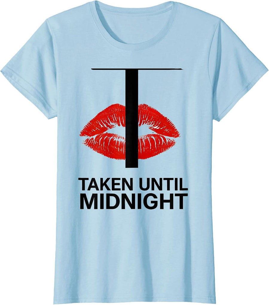 Women's Taken Until Midnight Sexy Flirtatious New Years Eve Party T-Shirt - Baby Blue