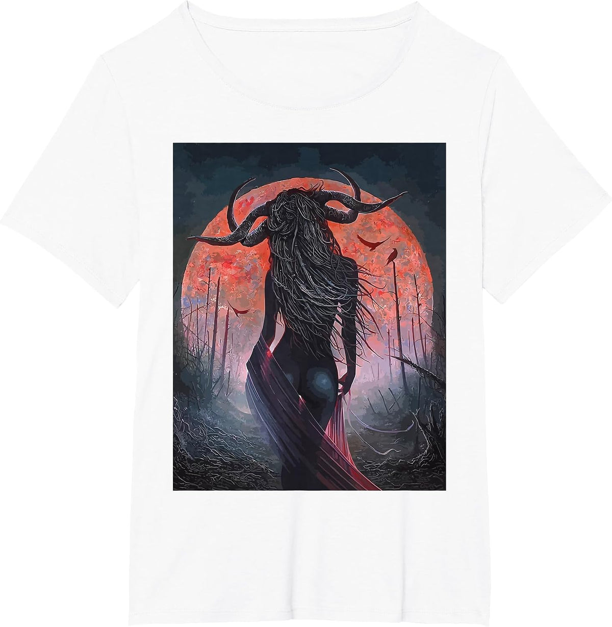 Horror Art Goth Girl Succubus Psychobilly Punk Gothic T-Shirt - White