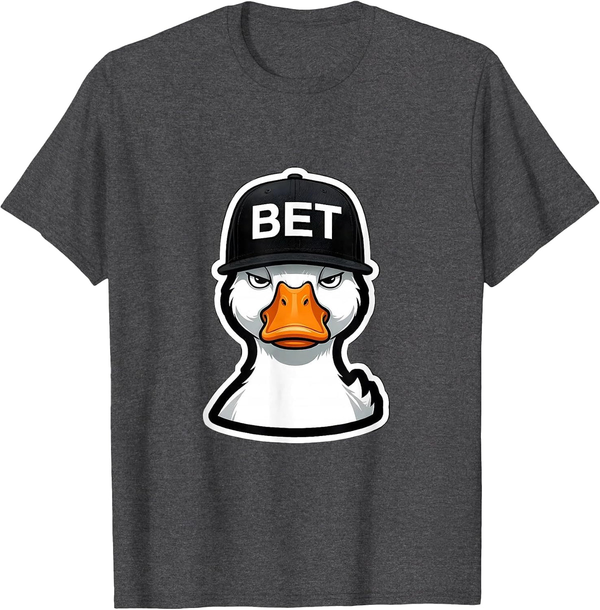 Men's Bet Funny Duck Novelty Graphic for Kids Teens Adults T-Shirt - Dark Heather Grey