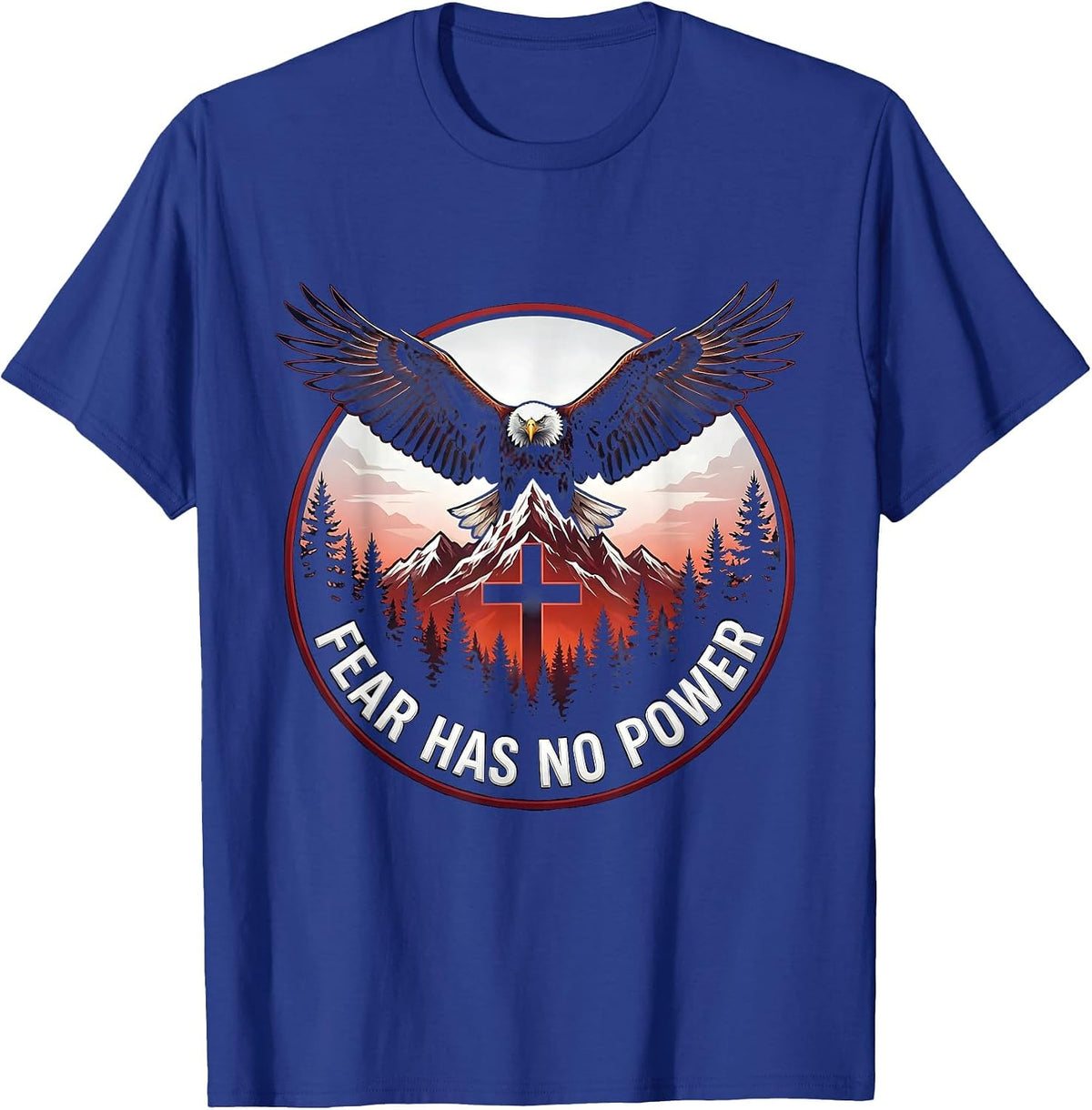 Men's Fear Has No Power Faith Over Fear Design T-Shirt - Royal Blue