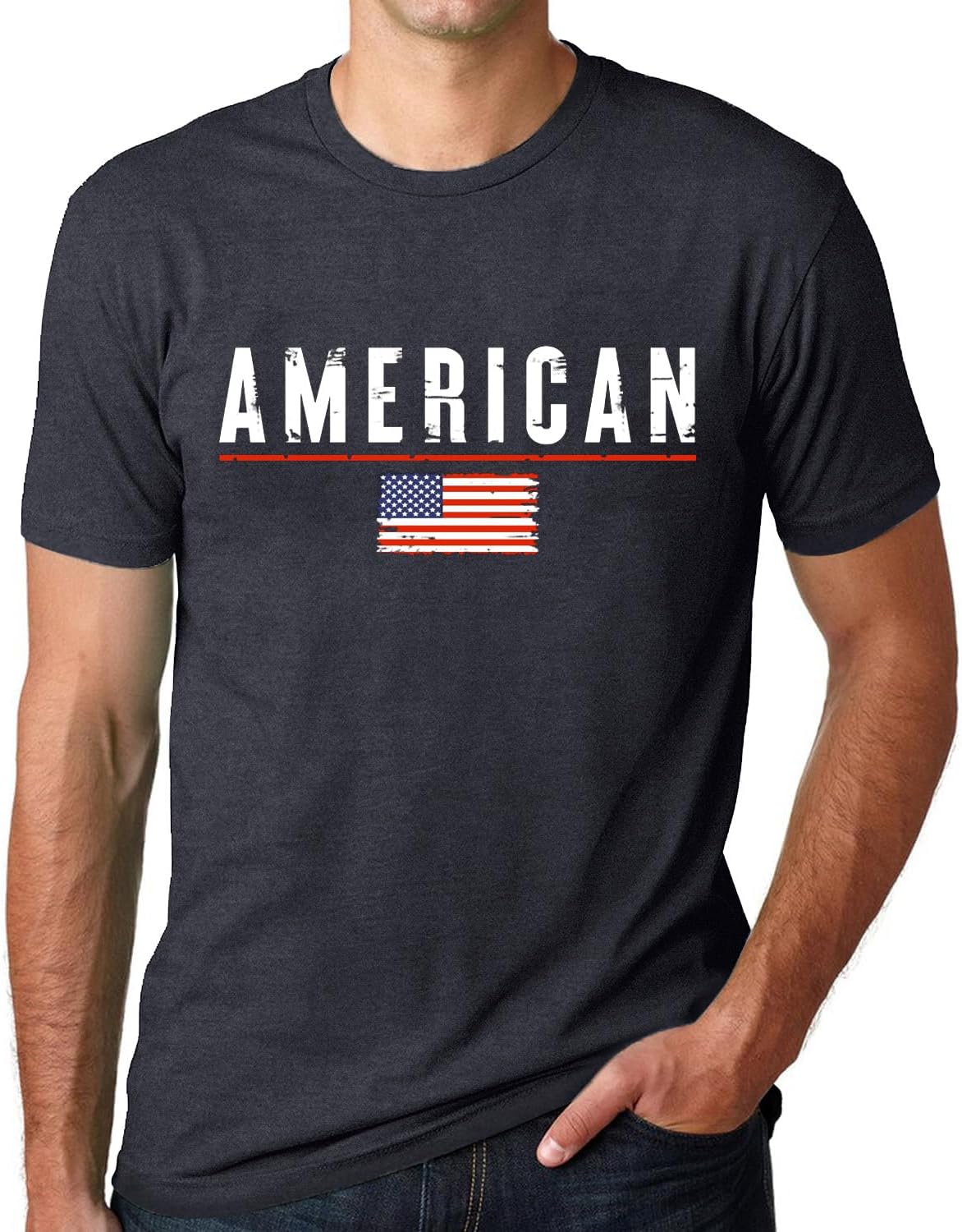 4th of July Shirts for Men USA Patriotic American Flag Freedom Tee - Grey