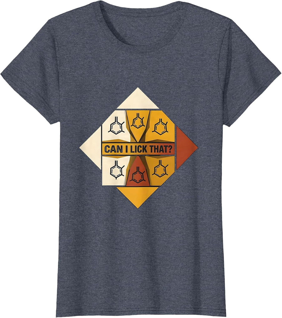 Can I Lick That Funny Periodic Table Science Teacher Humor T-Shirt, Women, Heather Blue, 3X-Large - As Pictured