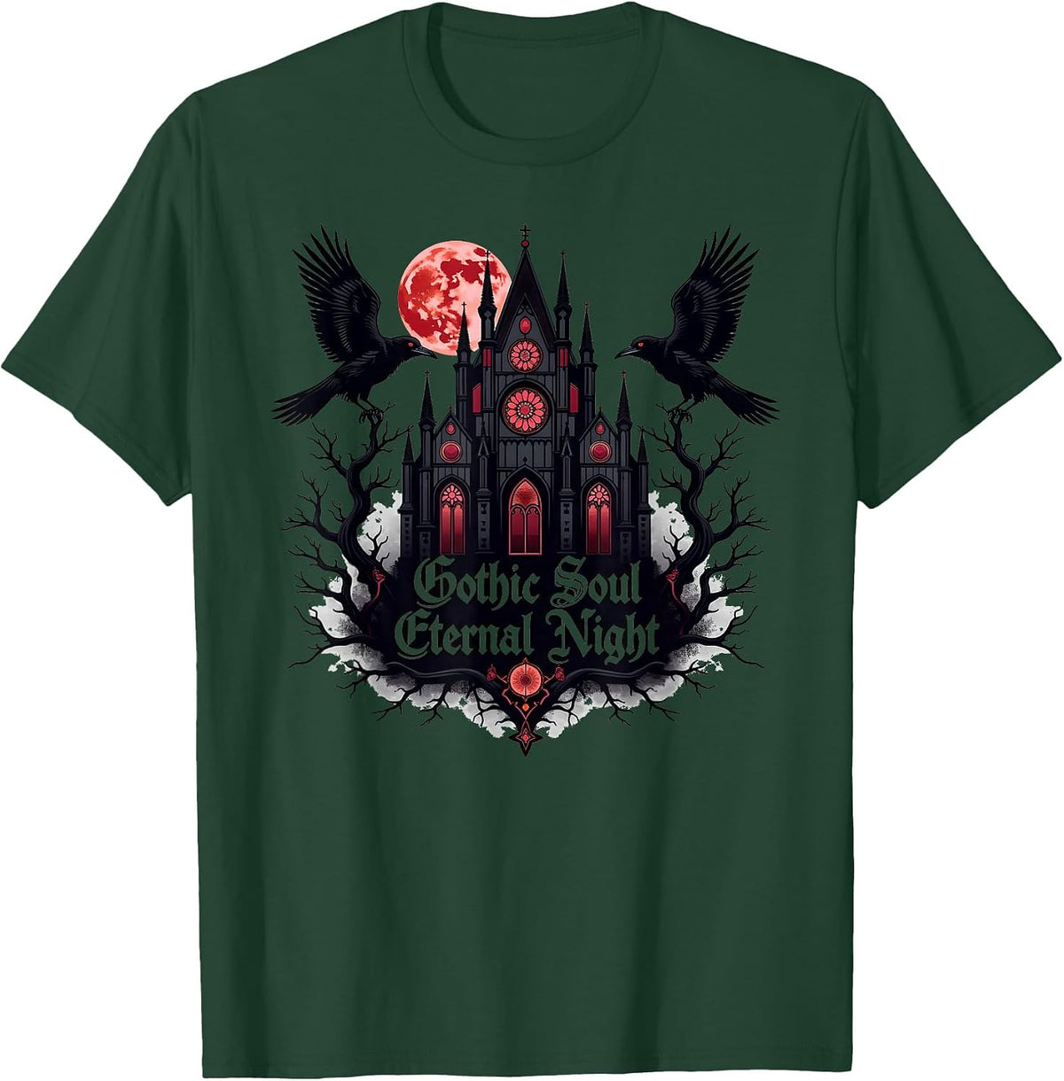 Gothic Soul Eternal Night Dark Aesthetic T-Shirt - Dark Green