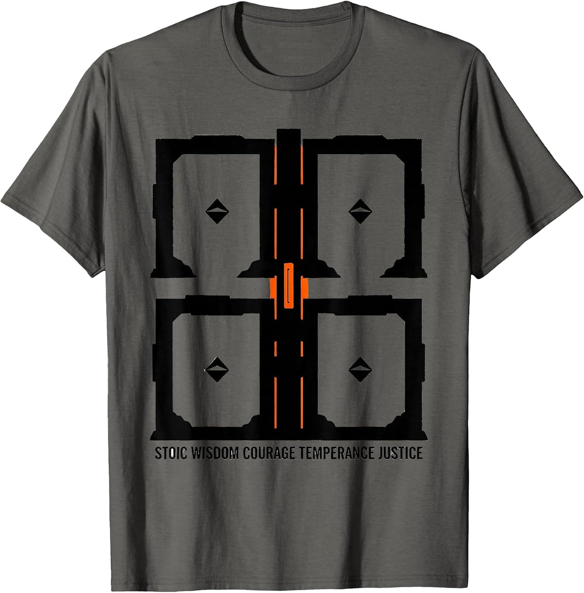 Stoic Wisdom Courage Temperance Justice Stoic T-Shirt - Asphalt Grey