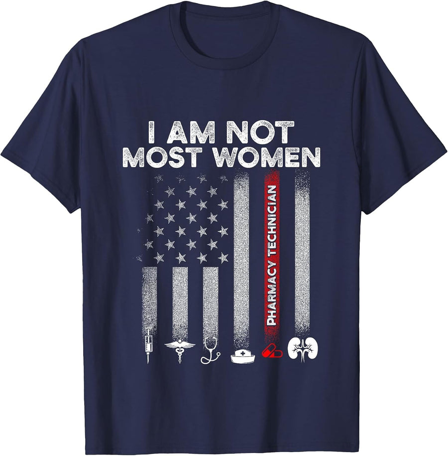 Pharmacy Technician Most Women Certified Pharma Tech T-Shirt - Navy Blue