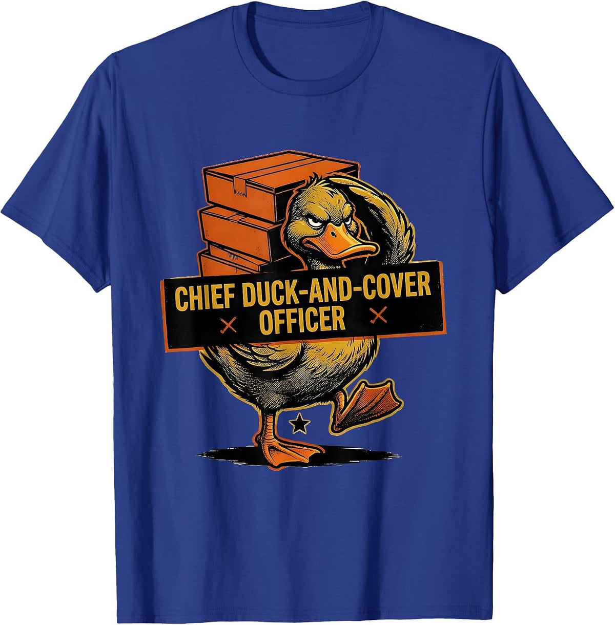 Chief Duck-And-Cover Officer Funny Duck Novelty Gift T-Shirt - Royal Blue