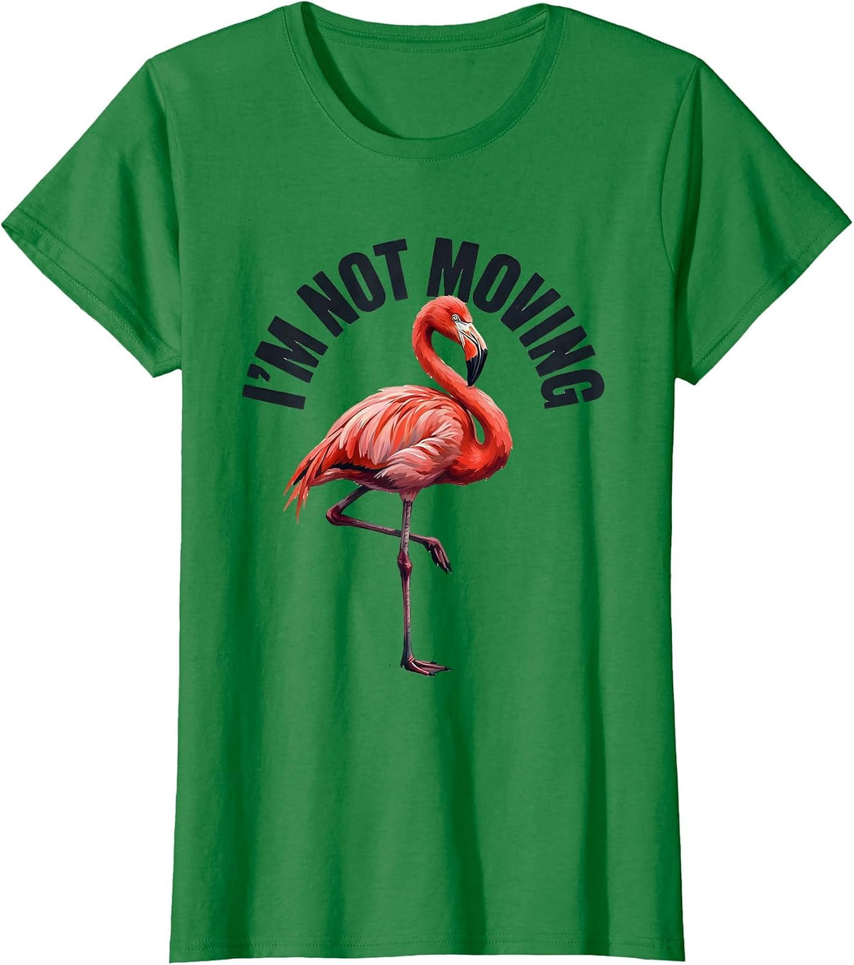 Women's I'm Not Moving Funny Flamingo Novelty Bird Lover Gift T-Shirt - Kelly Green