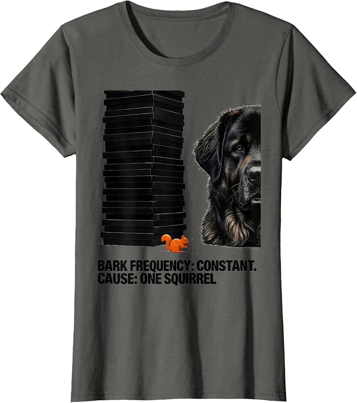 Women's Bark Frequency: Constant. Cause: One Squirrel Great Pyrenees T-Shirt - Asphalt Grey