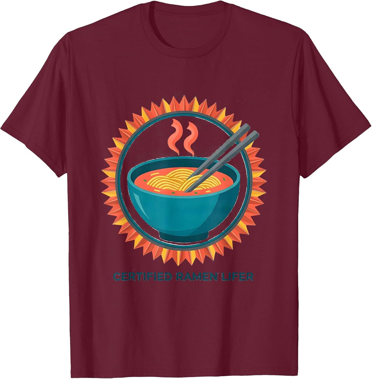 Certified Ramen Lifer Retro Food Lover Gift T-Shirt - Burgundy