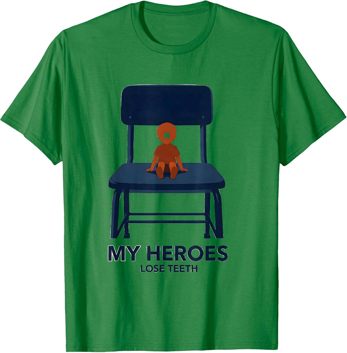 Men's My Heroes Lose Teeth Funny Teacher Superhero School Start T-Shirt - Kelly Green