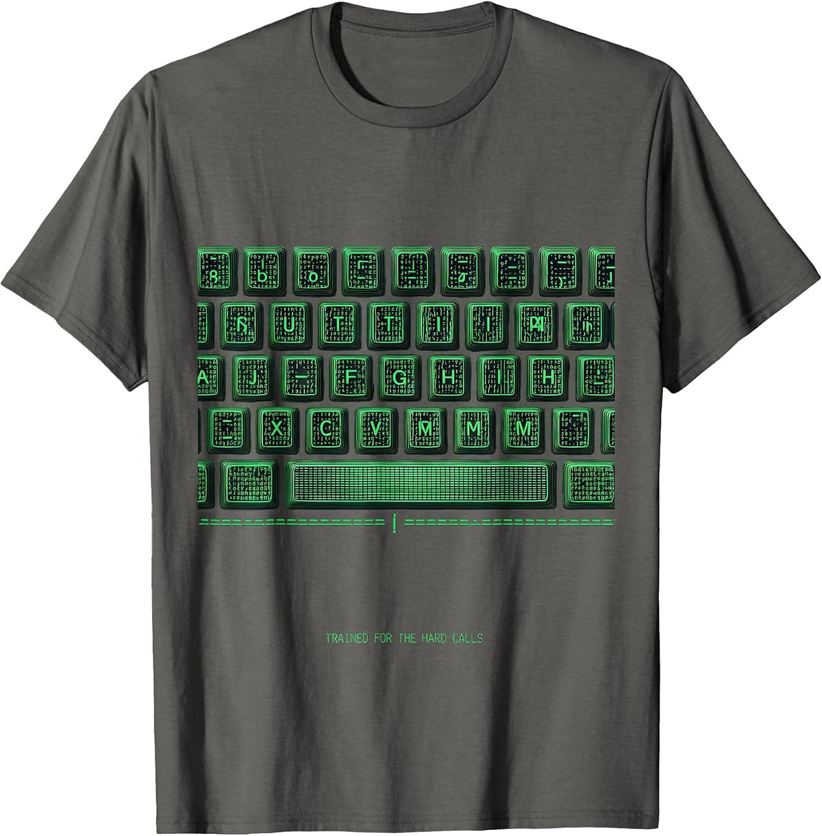 Men's Trained For The Hard Calls Ascii Terminal Art Social Worker T-Shirt - Asphalt Grey