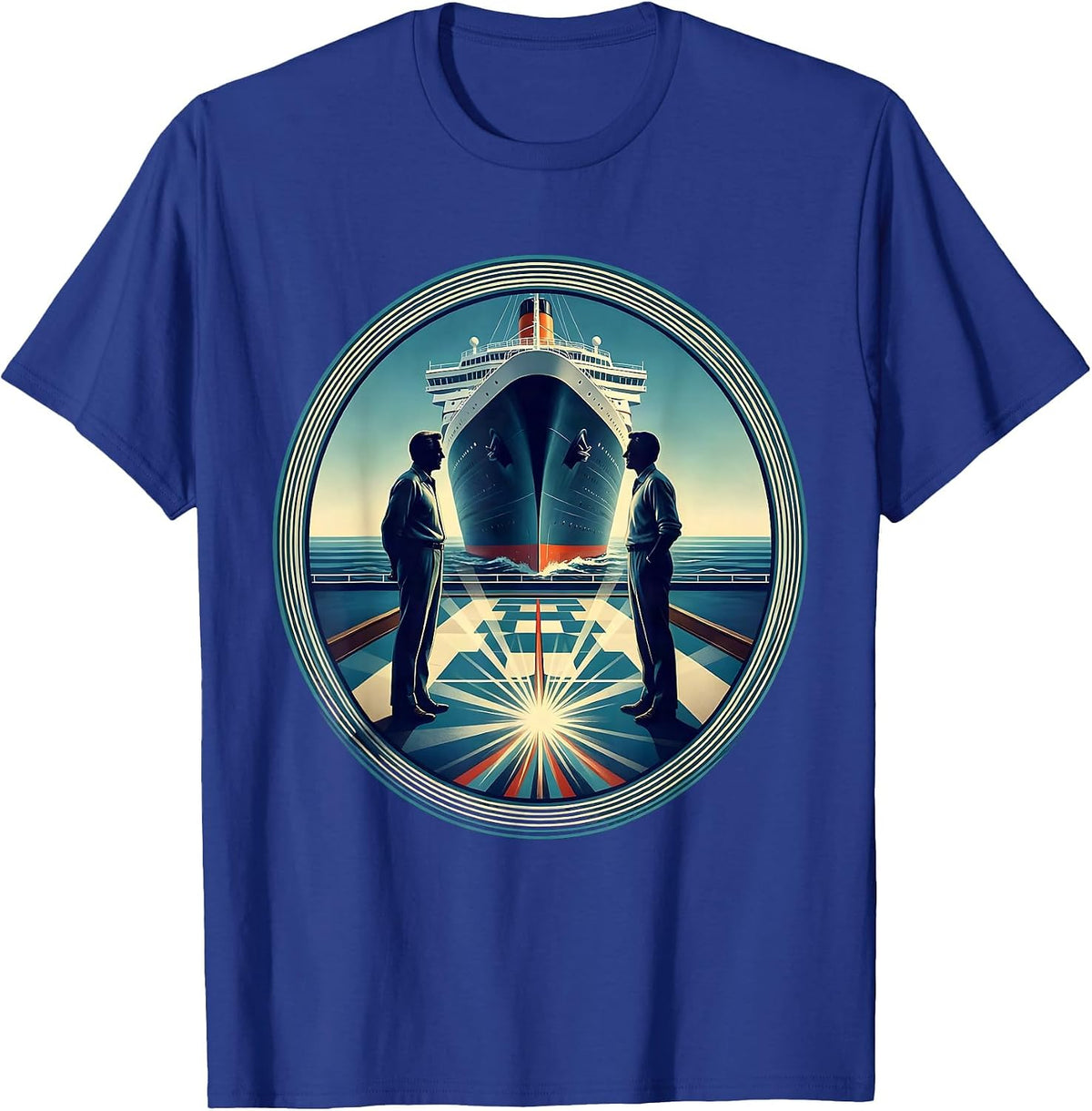 Cruise Ship Shuffleboard Deck Game Illustration T-Shirt - Royal Blue