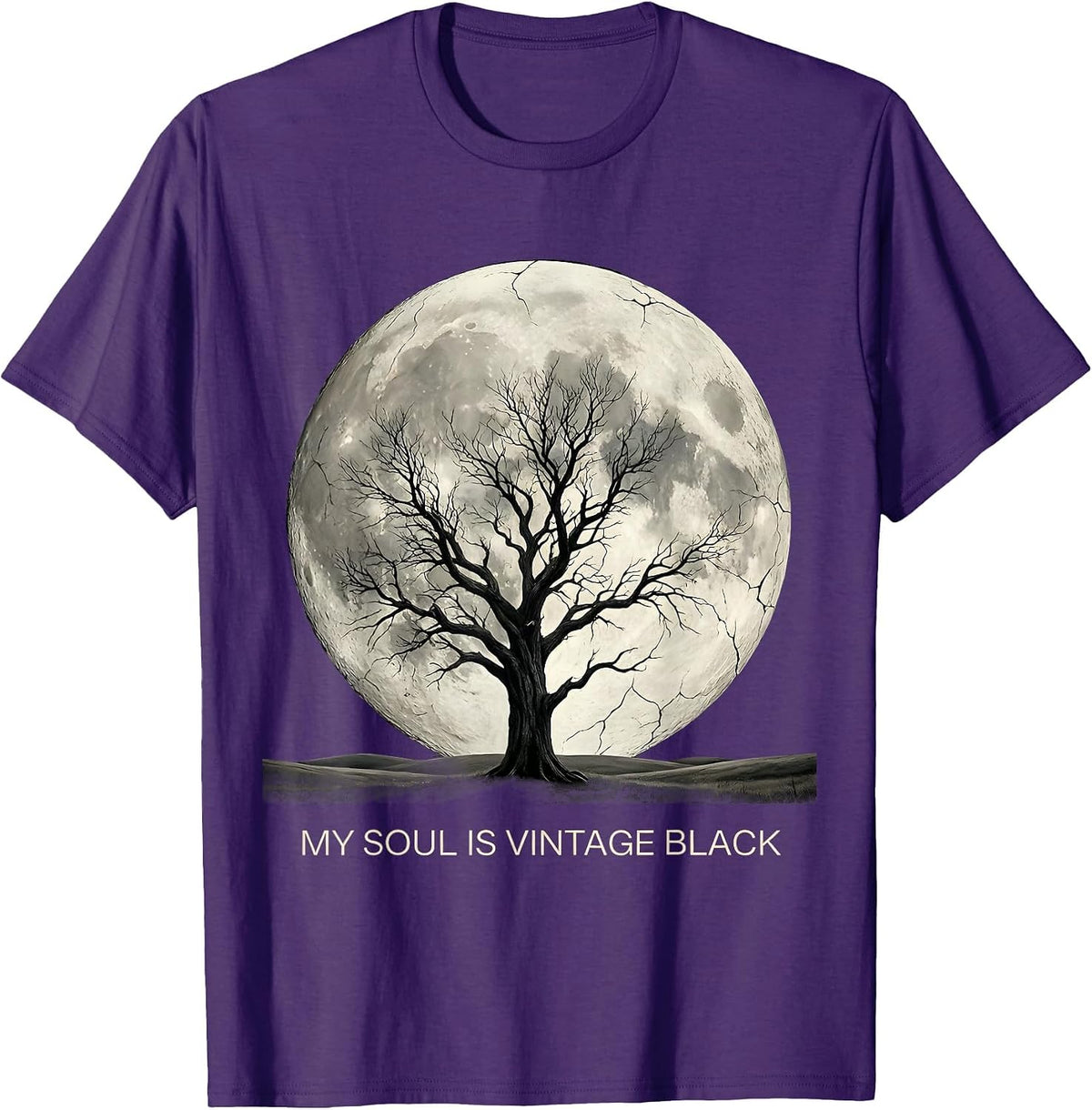 Men's My Soul Is Vintage Black Goth Dark Aesthetic Design T-Shirt - Purple