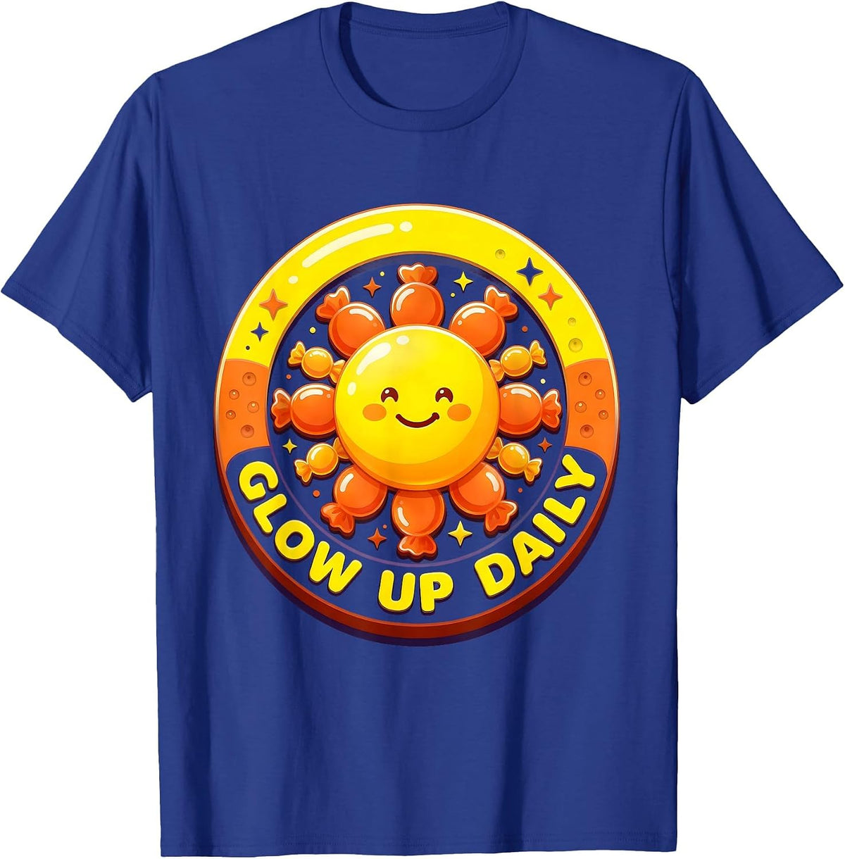 Men's Glow Up Daily Motivational Lifestyle Design T-Shirt - Royal Blue