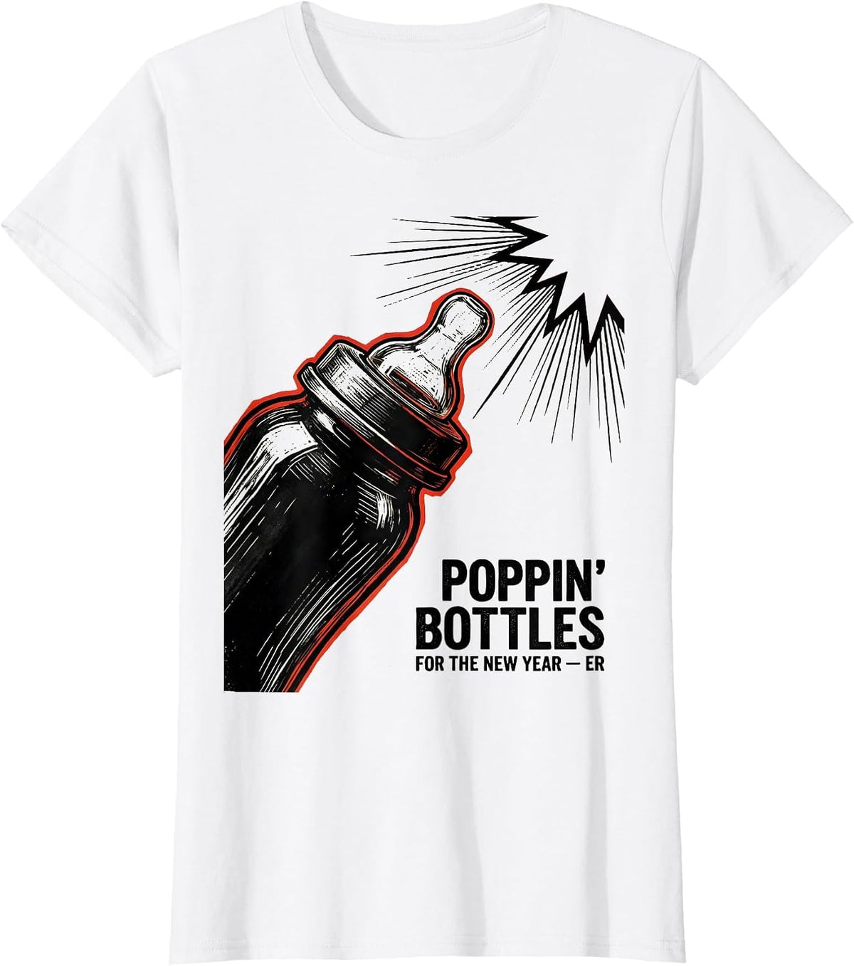 Poppin Bottles For The New Year ER Nurse New Year Eve T-Shirt - White